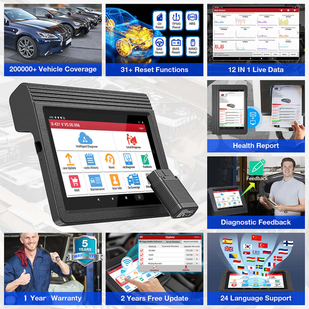 thumbnail image 2 of LAUNCH X431 V PRO 4.0 OBD2 Scanner - Bi-Directional Diagnostic Tool With Coding, 8-Inch Screen, 5-Year Warranty 2 of 6